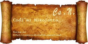 Csémi Nikoletta névjegykártya